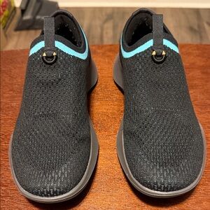 Allbirds Black Knit Slip-Ons with Blue Trim